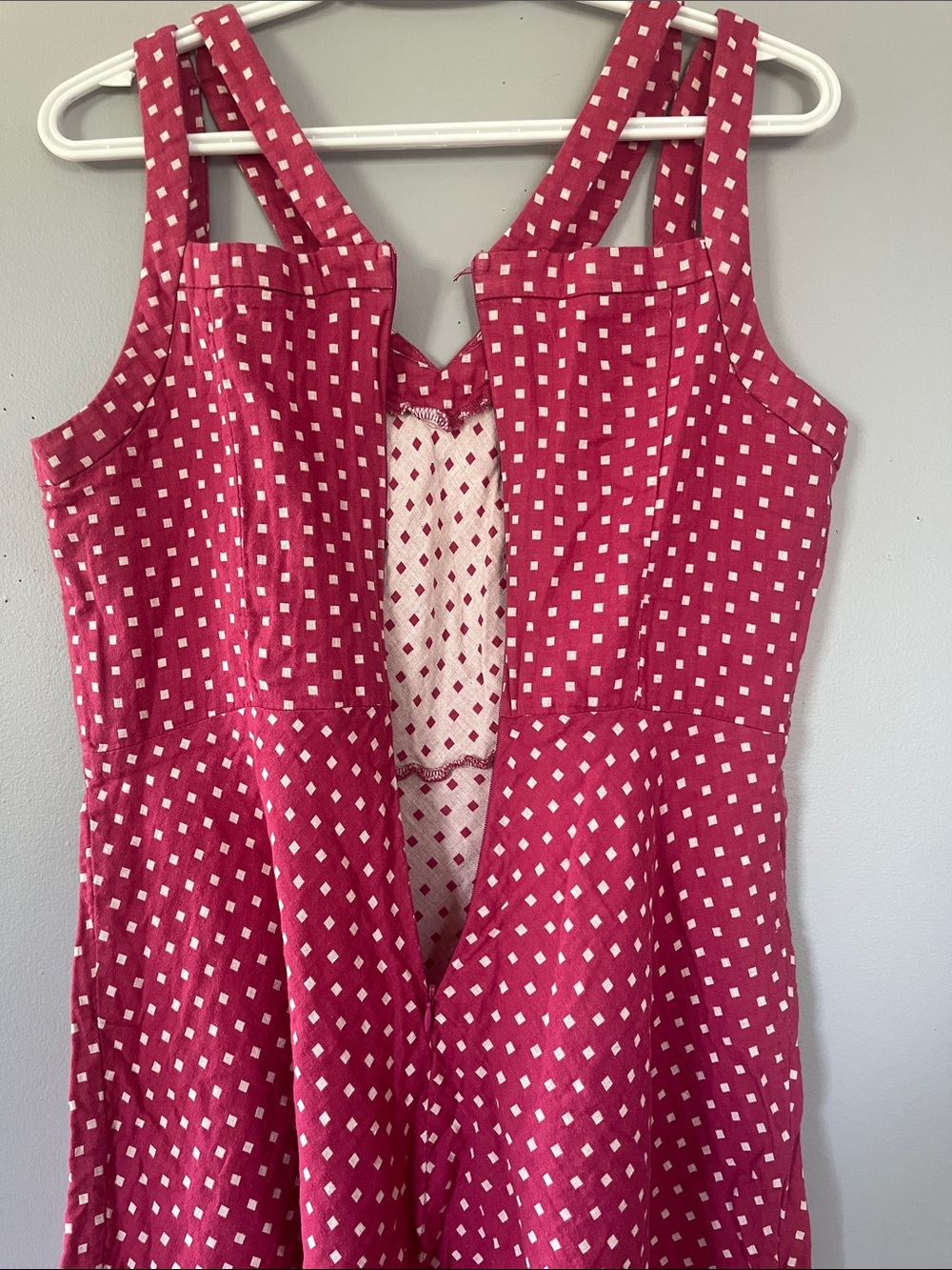 Doe & Rae Raspberry Pink Square Print Dress Large - Picture 6 of 6